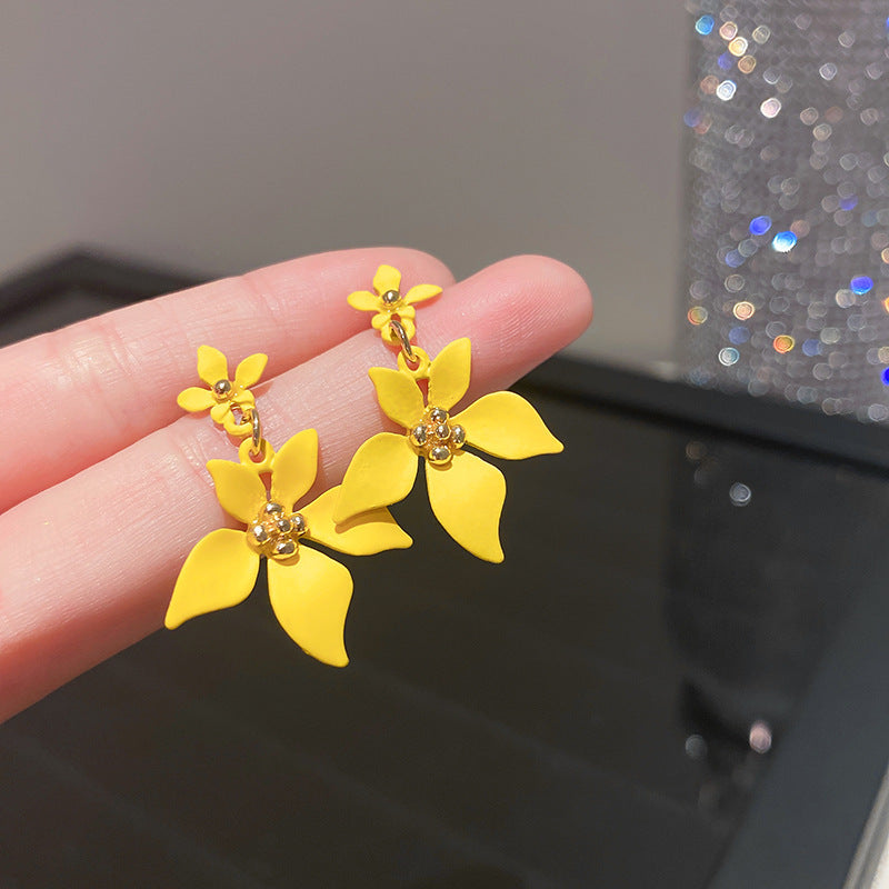 Geometry Yellow Drop Earring for Women 2023 New In Flower Earring Versatile Luxury Designer Jewelry Girls' Night