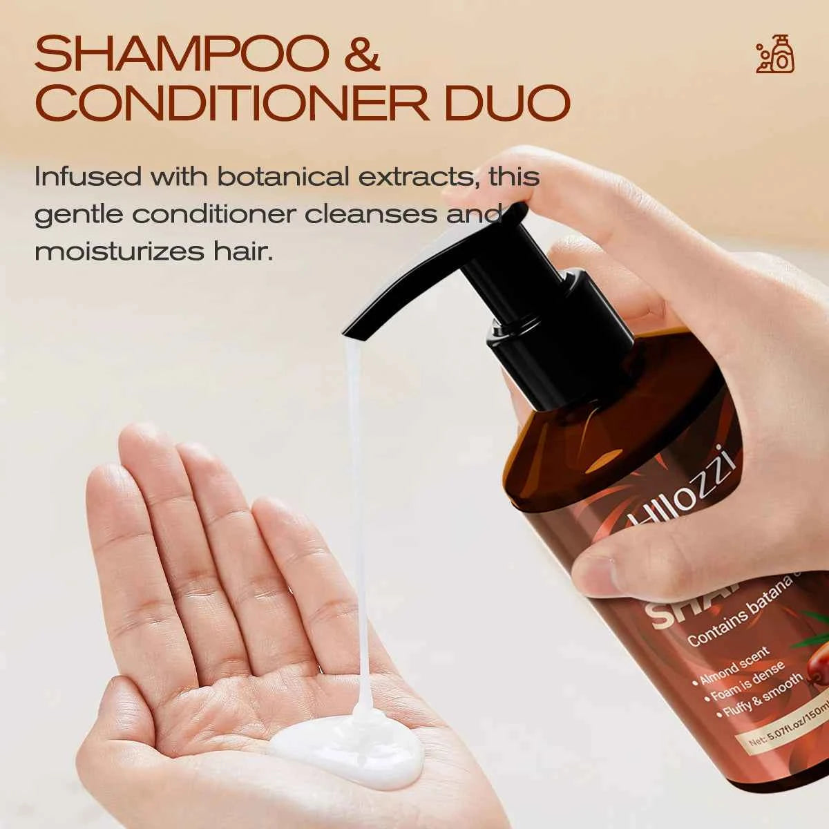 Batana Shampoo and Conditioner, thick foam, fresh fragrance, super cleaning power, smooth and moisturizing.