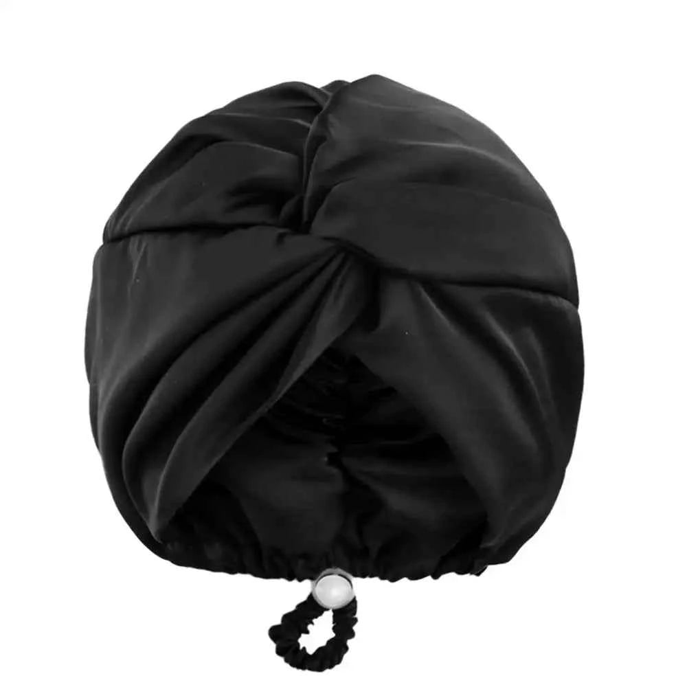 Hot Silk Turban Bonnets For Women Satin Bonnet Hat Double Layer Hair Wrap Adjustable Knotted Hat Care Turban Satin Sleep Hat