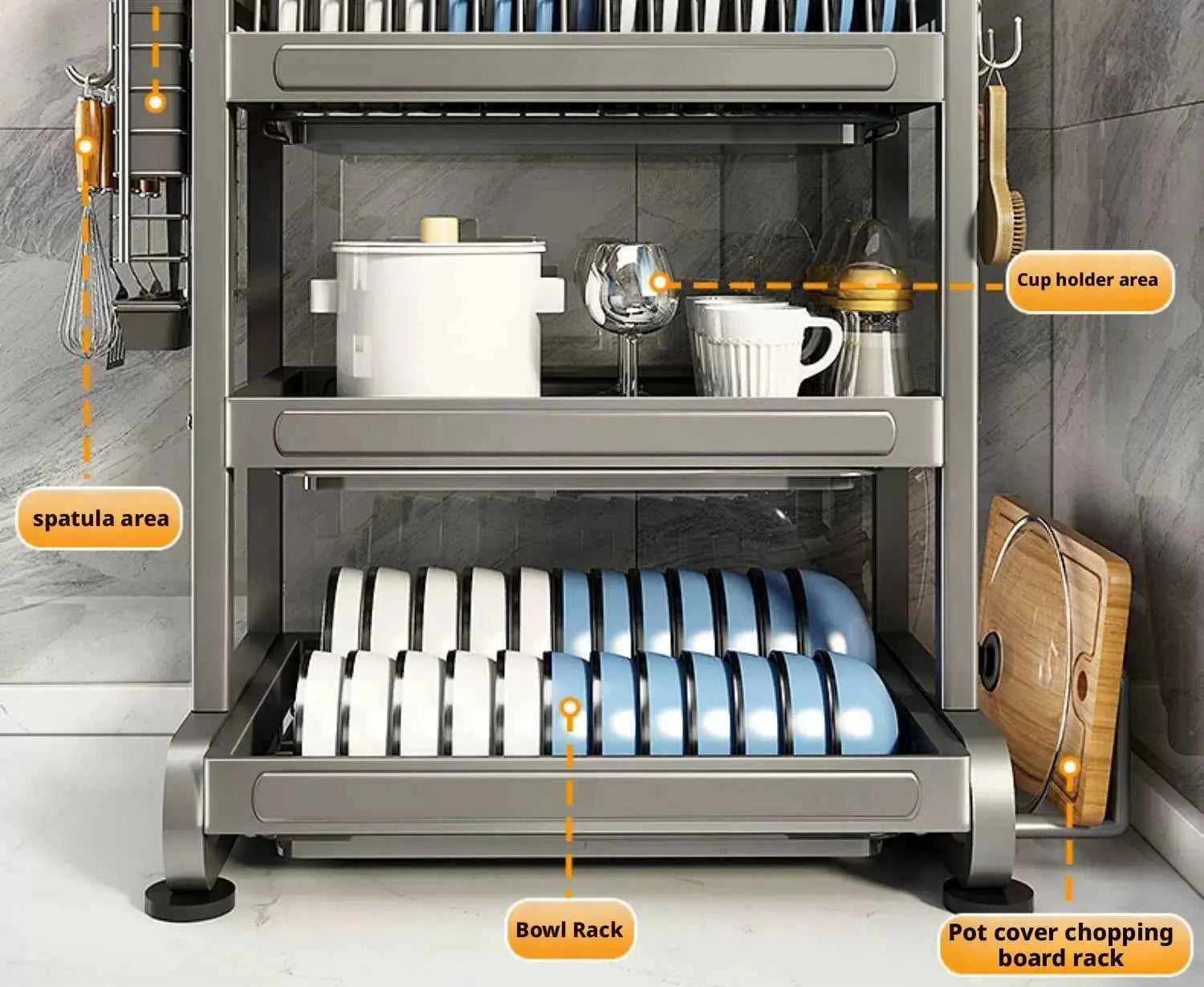 Kitchen Dish Bowl Drainer Storage Rack Countertop Dinnerware Organizer Drain Basket Household Dish Drying Rack Stand Shelf