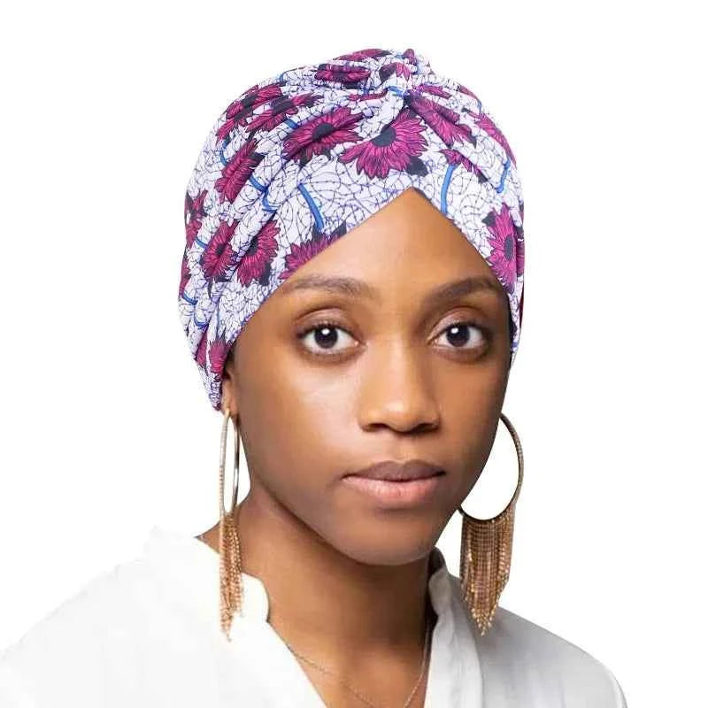 Women Printed Knot Turban Indian Muslim Headwraps Chemo Cap Hijab Beanie Bonnet Head Wrap Bandanas Hair Loss Headscarf