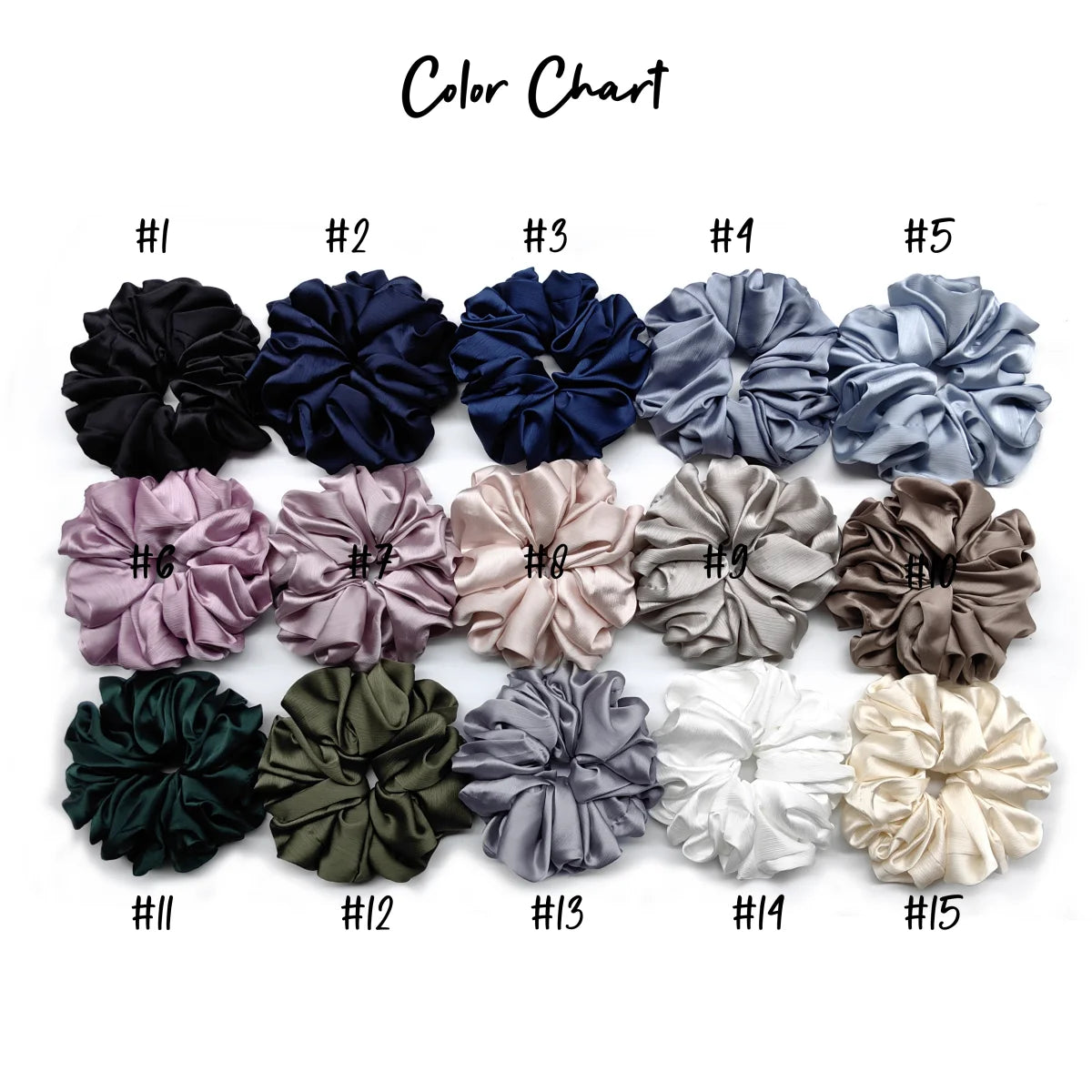 17Colors Big Size Crepe Satin Scrunchies Muslim Women Custom Elastic Volumizing Oversized Neat stitching Bunch Hair Tie - NamafadStore