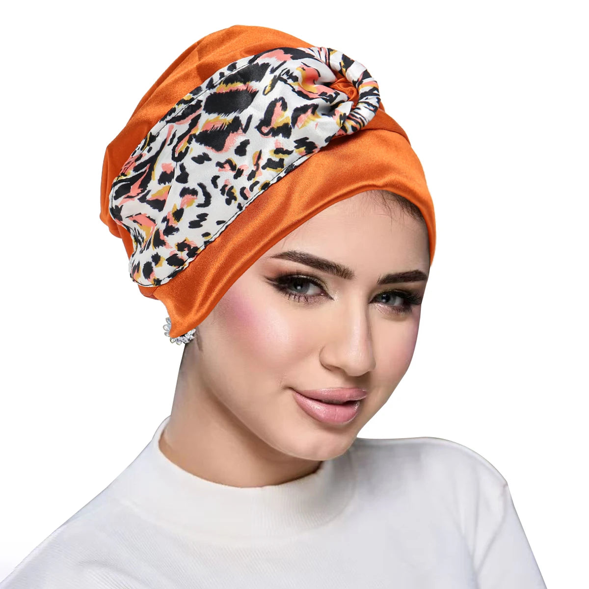 New Leopard Women Print Muslim Turban Scarf Braid Hijabs Headwear Arab Wrap Head Scarf Hair Accessories Hat - NamafadStore