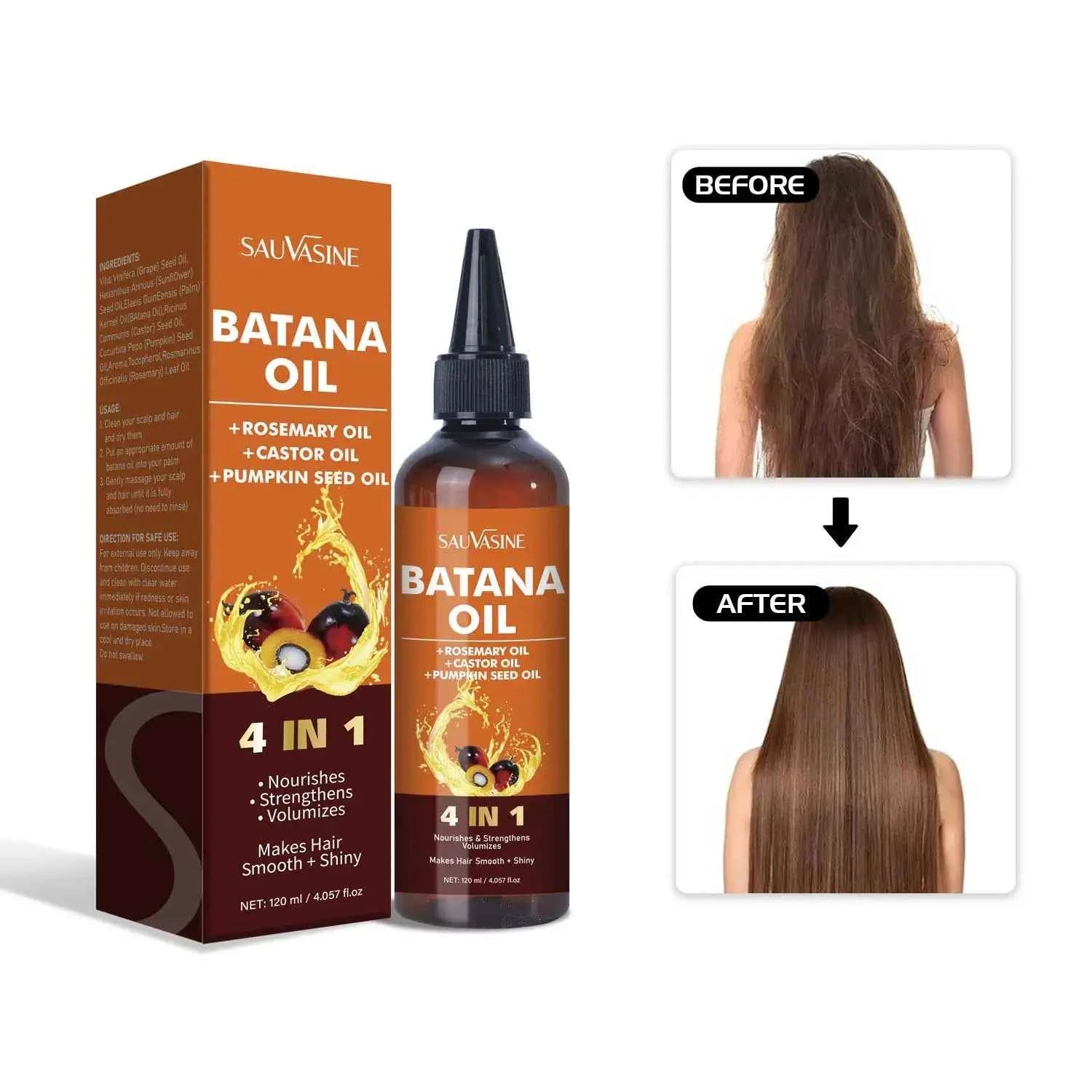 4 IN 1 Batana Oil 120ml Strengthening and Volumzing Hair Repairs Damaged Hair Promotes Hair Shiny Batana  Care Oil - NamafadStore