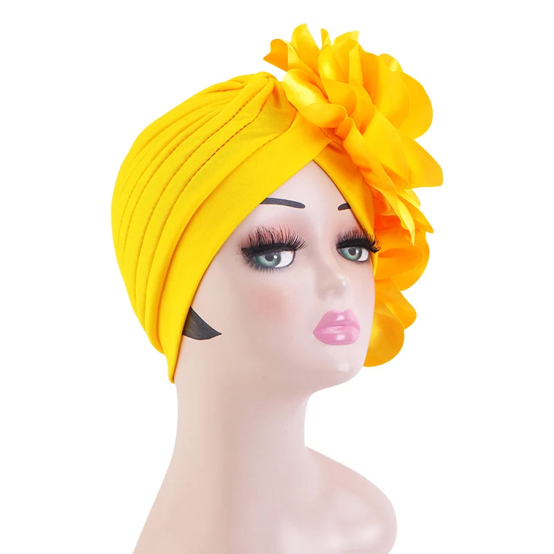 New Woman Muslim Hijab Caps With Big Flower Turban Bonnet Islamic Wrap Head Inner Cap for Hijabs Trendy Headdress - NamafadStore