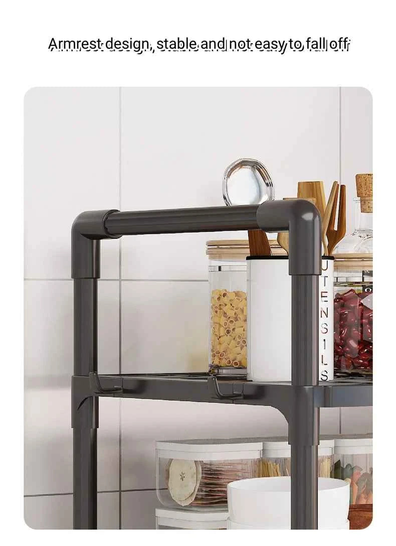 1pc Microwave Oven Storage Rack, Space-saving Countertop Kitchen Utensils Tableware Organizer, Kitchen Accessories Plastic Shelf