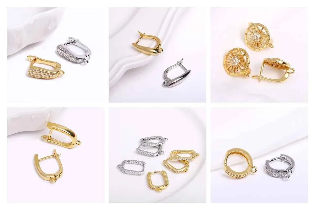 18K Real Gold Plated Earwires,Earring Fixtures,DIY Women's Earrings Jewelry Making Accessories,Luxury Earring Hooks Clasps