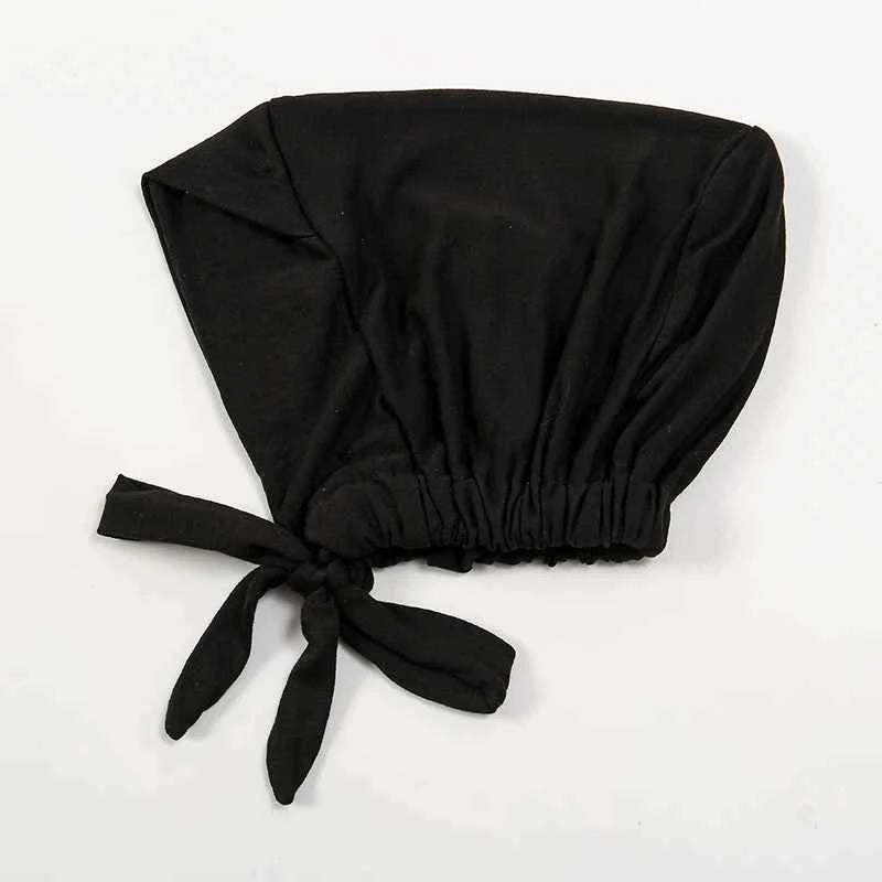 Fashion Cotton Jersey Forehead Cross Inner Hijab Cap Underscarf Tie Back Adjustable Muslim Under Scarf Women Inner Hijab Band