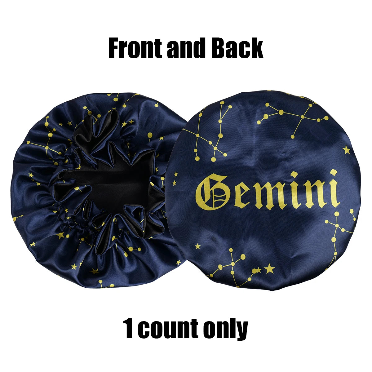 1PC Constellation Print Satin Sleep Bonnet with Wide Band Soft Wrap Comfortable Cap for Daily Use Makeup & Face Washing - NamafadStore