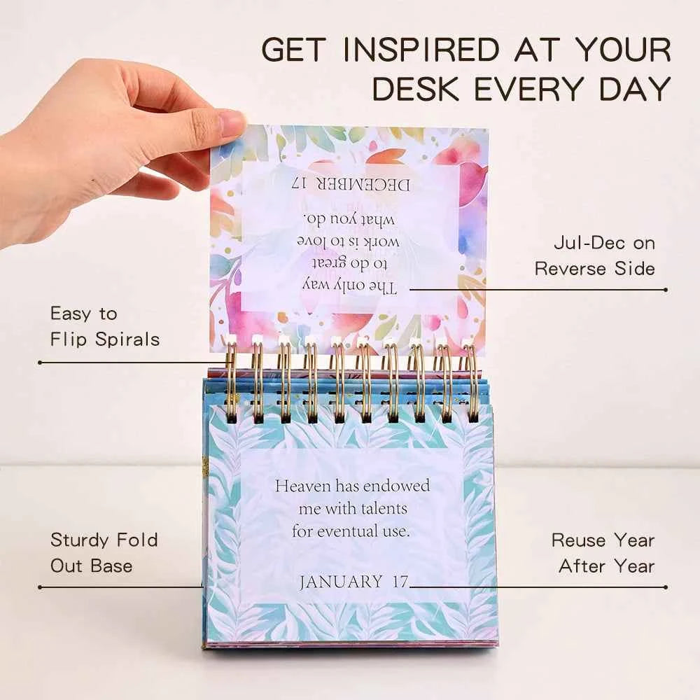 1 pc 365 Days Positive Affirmations Desk Calendar Standing Flip Coil Desktop Calendar With Inspirational Quotes Color Inner Page