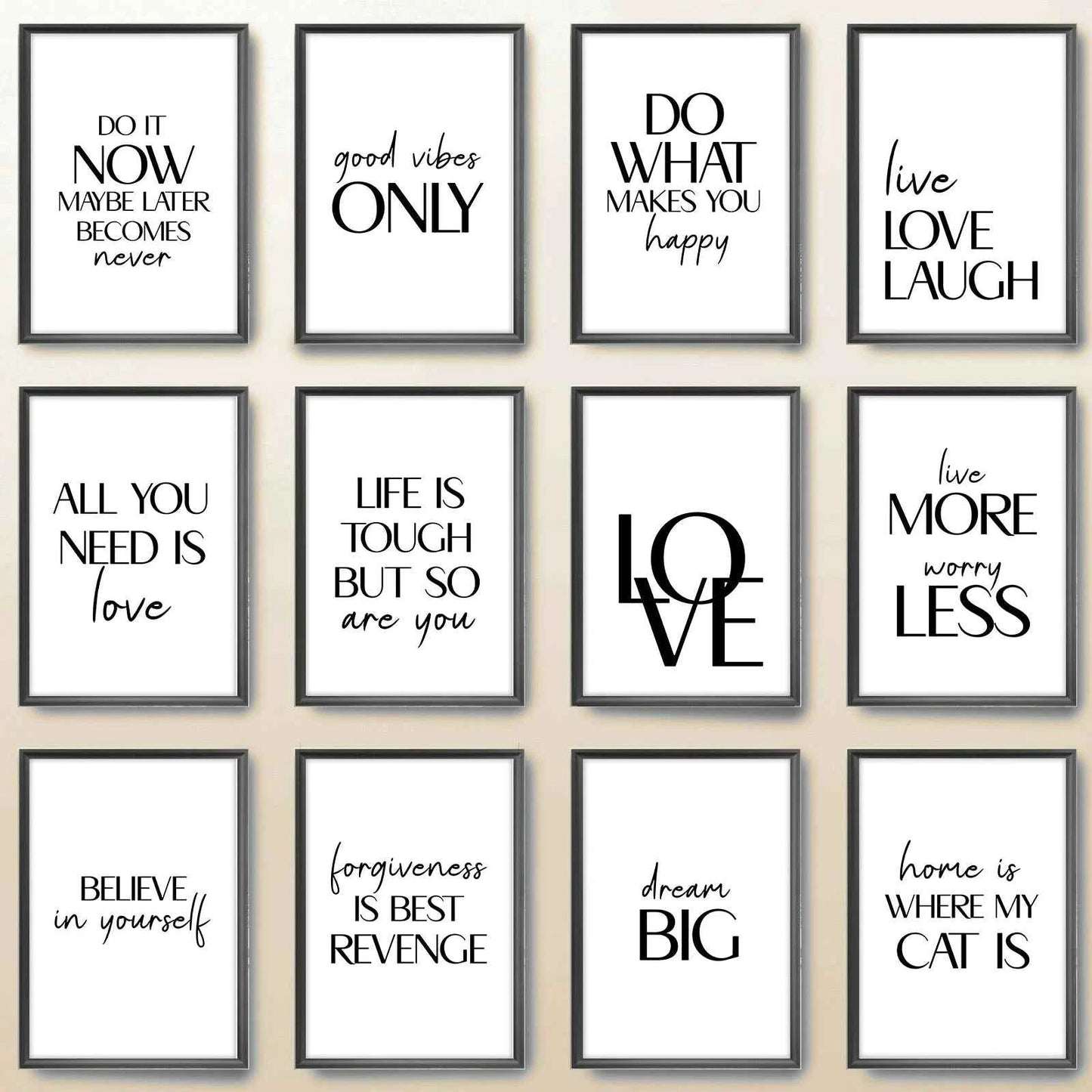 Nordic Inspirational Quotes Posters Modern Cursive Verse Wall Art Canvas Paintings Mural Decor for Living Room Office Decoration