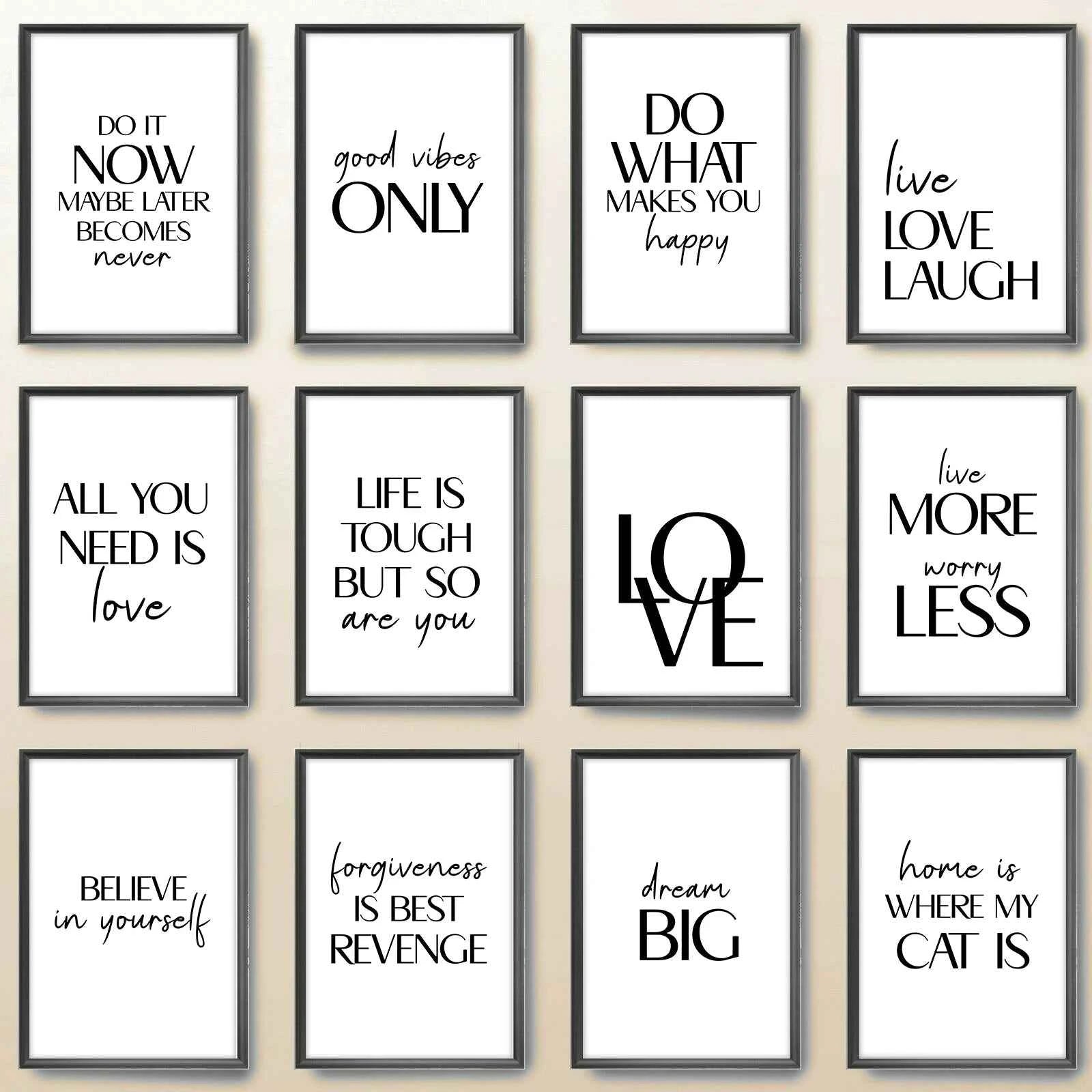 Nordic Inspirational Quotes Posters Modern Cursive Verse Wall Art Canvas Paintings Mural Decor for Living Room Office Decoration