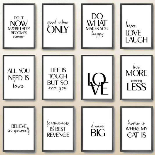 Nordic Inspirational Quotes Posters Modern Cursive Verse Wall Art Canvas Paintings Mural Decor for Living Room Office Decoration