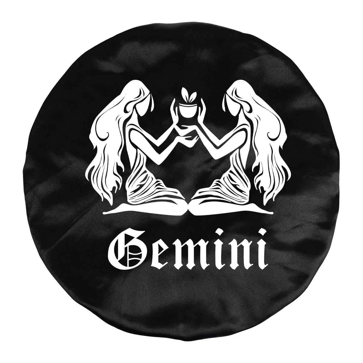 (1-Pack) Reversible Satin Sleep Bonnet Adjustable Wide Band Hair Protection for Nighttime Makeup & Routines Hidden Zodiac Print