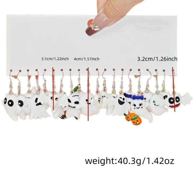 Halloween Resin Earrings Fun Creative Simulation Pumpkin Ghost Demon Clown Earrings Set