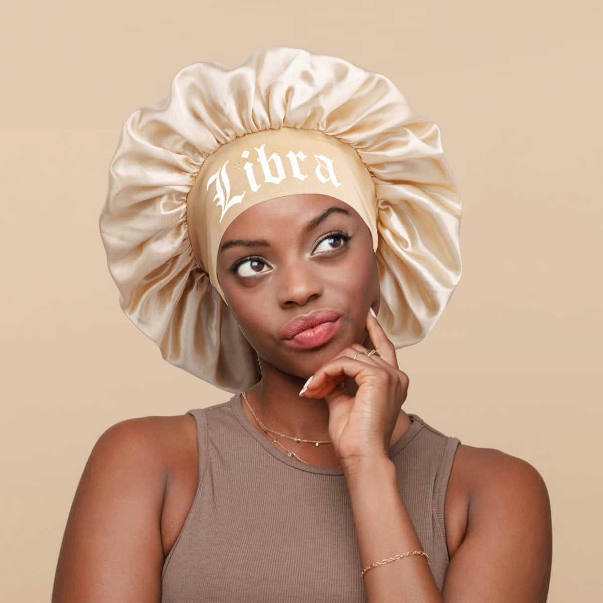 1PConstellation printing satin wide band sleep bonnet ,soft sleeping bonnet with wrap band,make up washing face daily use bonnet - NamafadStore