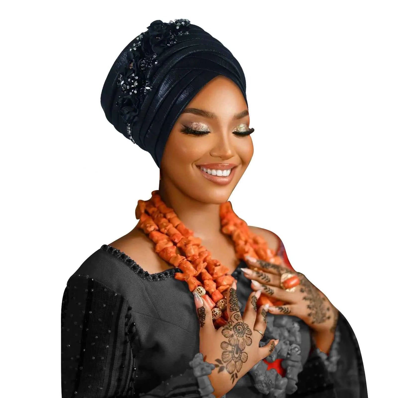 Fashion Women African Turban Cap Lady Head Wraps Nigeria Wedding Auto Gele Headtie Party Headgear Headwear Hat Outfits