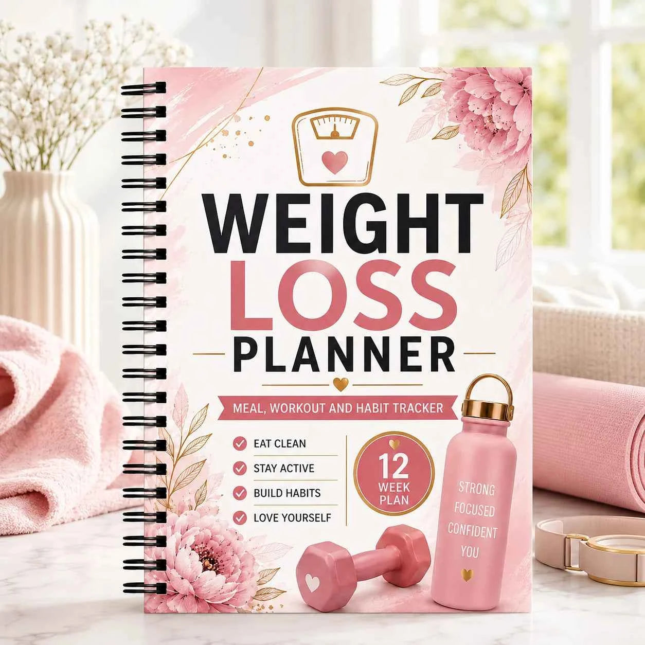 Weight Loss Planner, Meal Workout and Habit Tracker, 12 Week Plan Journal for Women, Fitness Lifestyle Tracker