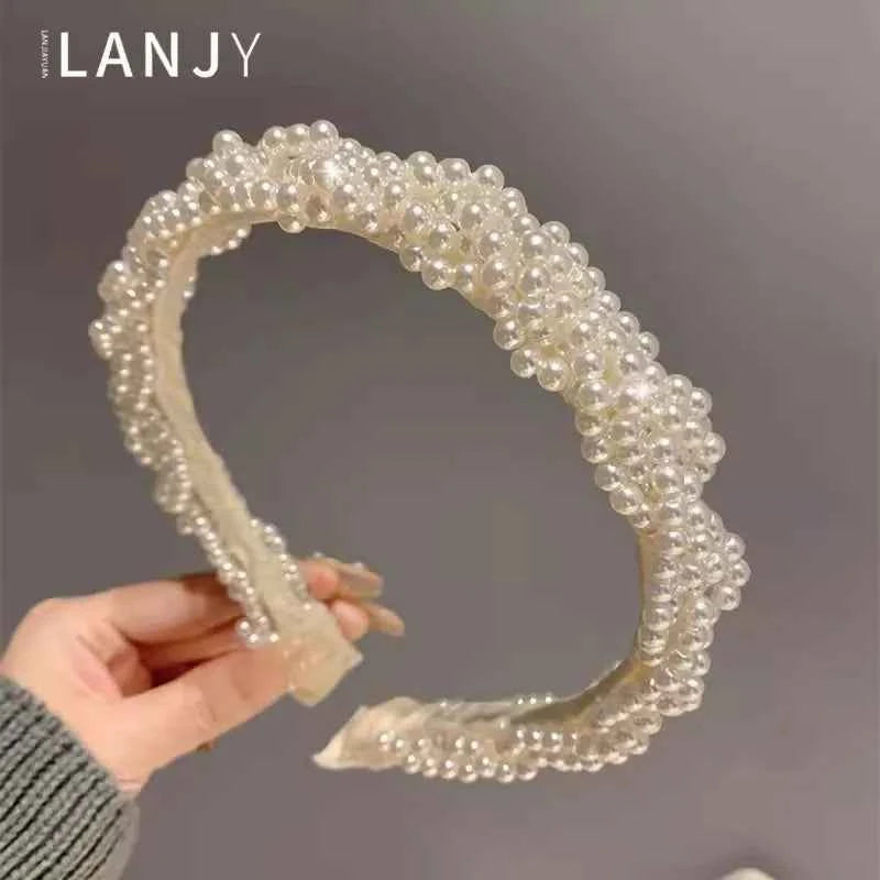Korean retro pearl hair accessories headband for women pressed hair hairpin sweet and versatile women's hair bands going out