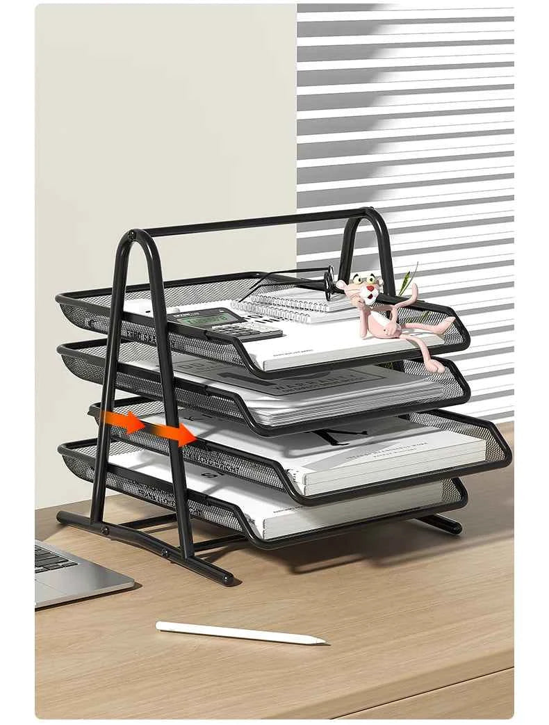 Mesh Letter Tray,Office Desk Paper Organizer with Sliding Trays for Desk Accessories, Office Supplies and File Storage, Black