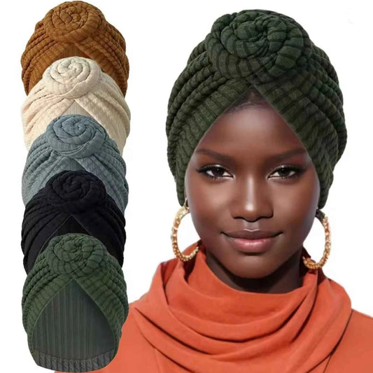 Fashion Women Turban Hijab Hats African Head Wraps Soft Elastic Muslim Hats Breathable Chemo Cap For Women Girls