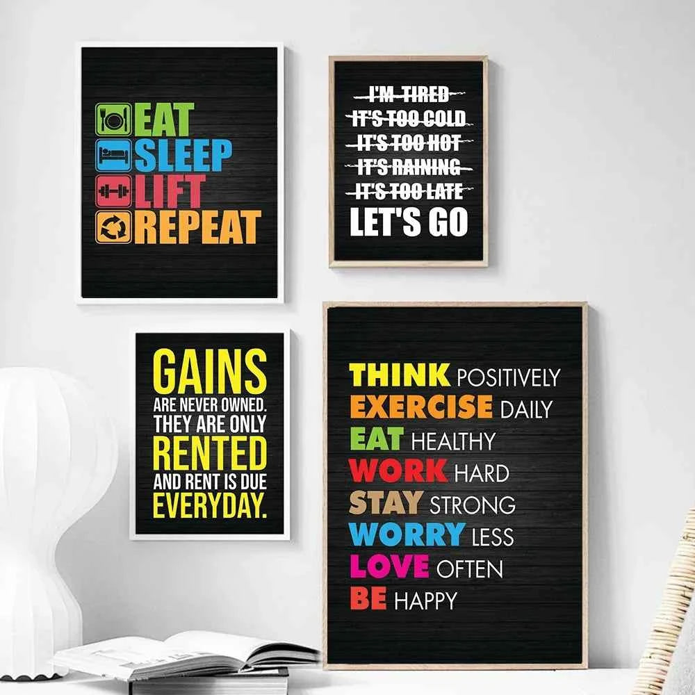 Office Decor Exercise Motivational Quote Minimalist Wall Art Print Canvas Painting Posters for Living Room Modern Home Decor
