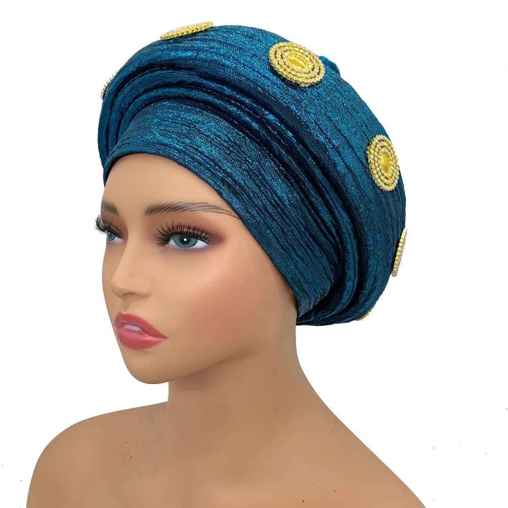 Fashion African Turban Cap Women's Autogele headtie Lady Head Wraps Nigeria Wedding Headgear  Turbante Mujer