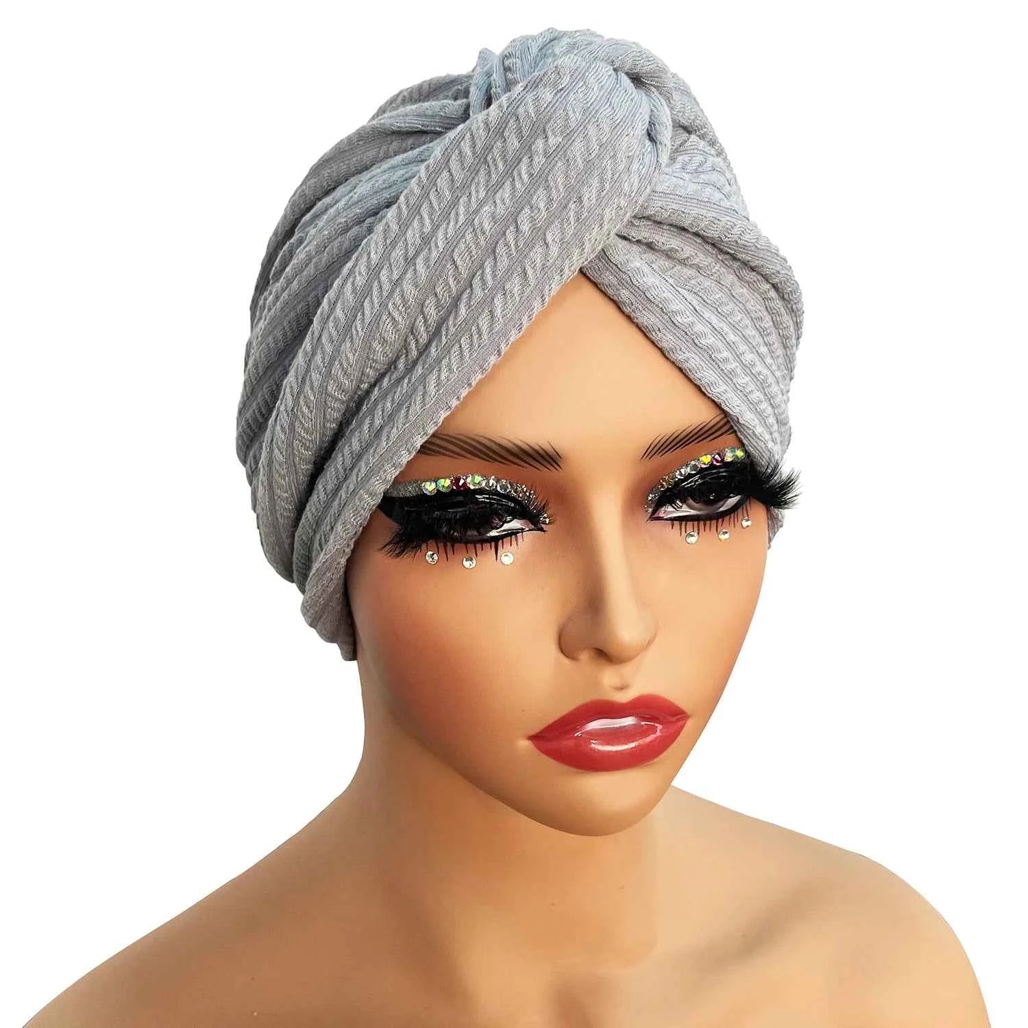 Women's Fashion Knitted Cross Turban Hat Bohemian Knitted Cross Wrap Hat Indian Hat Turban Hat