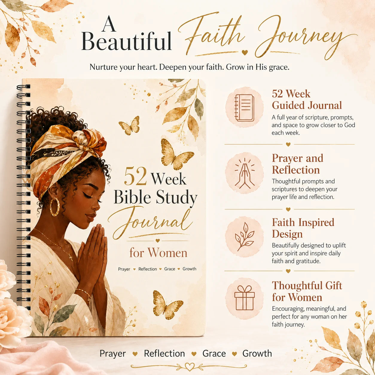 Women’s Faith Reflection Journal A5 – 52-Week Prayer & Scripture Study