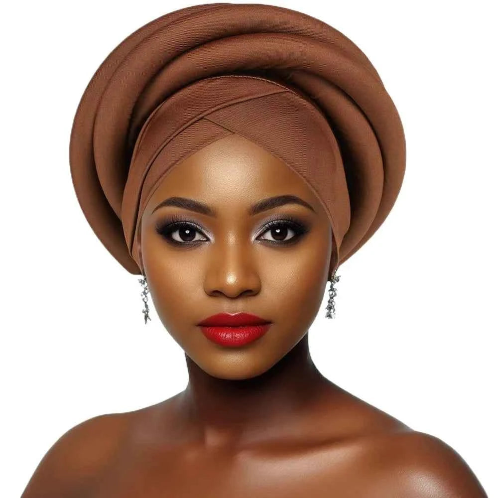 Fashion Raw Silk African Women Turban Wrap Twisted Braid Headwear Turban Cap Elastic Breathable Head Wraps African Lady