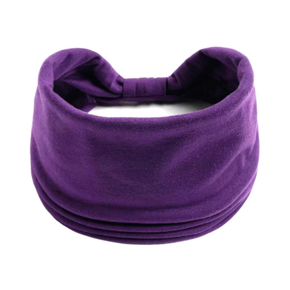 Women’s Solid Color Turban Headwrap – Soft Cotton Knot Headband Elastic Wide Hair Band for Yoga & Daily Wear