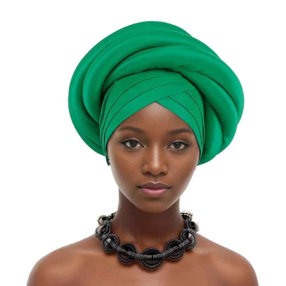 Twisted Braid Turban Cap for Women African Lady Head Wraps Nigeria Raw Silk Autogele Headtie Muslim Hat Party Headwear Turbante