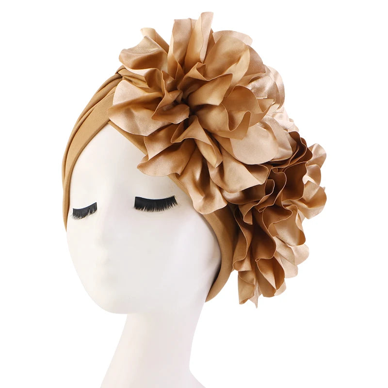 New Woman Muslim Hijab Caps With Big Flower Turban Bonnet Islamic Wrap Head Inner Cap for Hijabs Trendy Headdress - NamafadStore