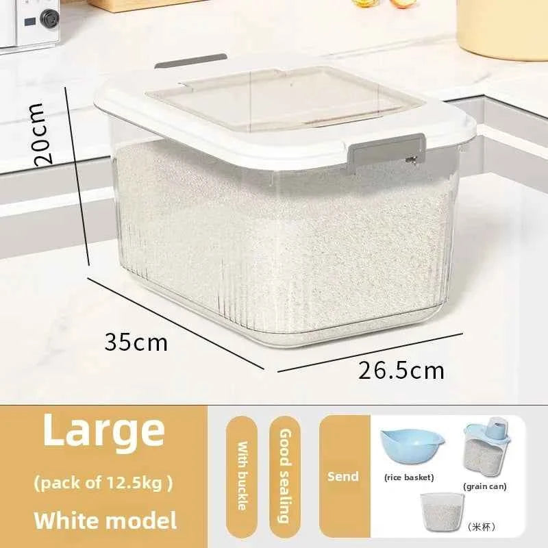 Kitchen Storage Box Rice Barrel Sealed Moisture Proof Bug Resistant Flour Tank Grain Storage Container Home Organization Bin