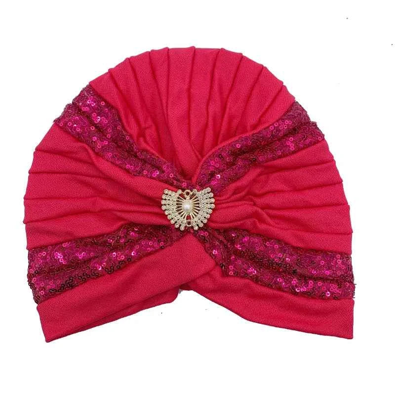 Fashion Sequins Pleated Turban Hat Muslim Headscarf Bonnet Women Head Wraps African Party Headpiece Nigeria Wedding Gele