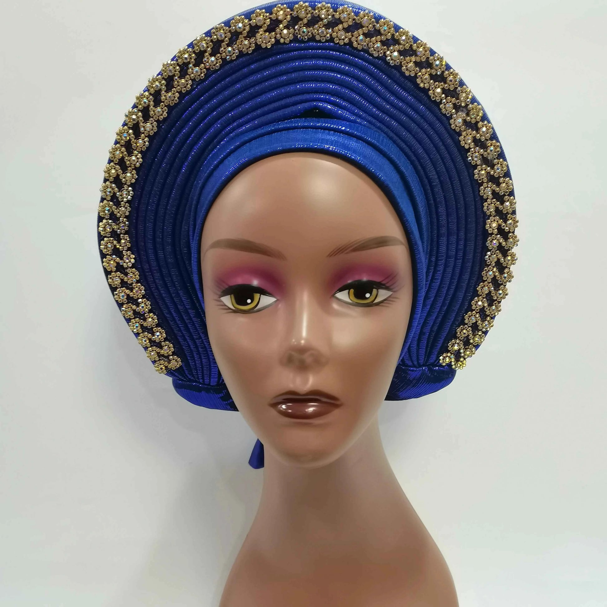 Nice African Turban Cap Plain Colors On Top Ready to Wear Nigeria Head Wrap Women Cap Nigerian Auto Hat Already Made 1 Pcs/pack