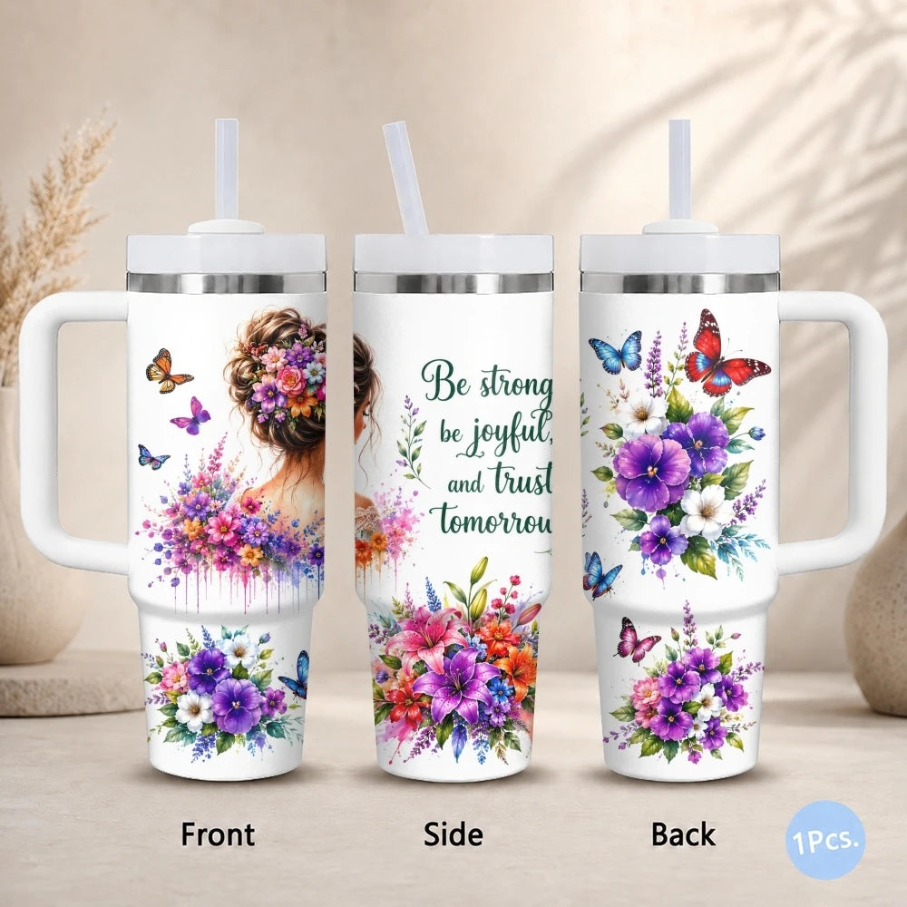 40oz Butterfly Tumbler for Women – Stainless Steel Insulated Travel Mug