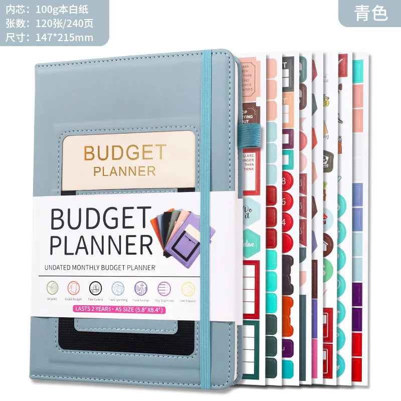 A5 Undated Budget Planner 2 Year Expense Tracker Notebook Bill Organizer Money Savings Financial Book with Pocket