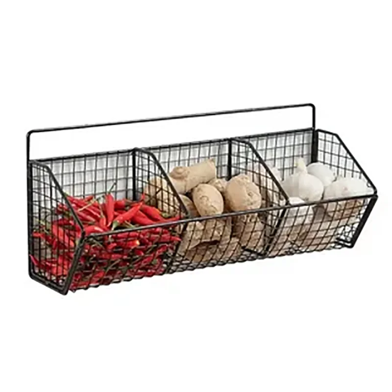 Wall Mounted Kitchen Storage Basket Durable Wire Storage Rack for Vegetables and Fruits Suitable for Home Organization