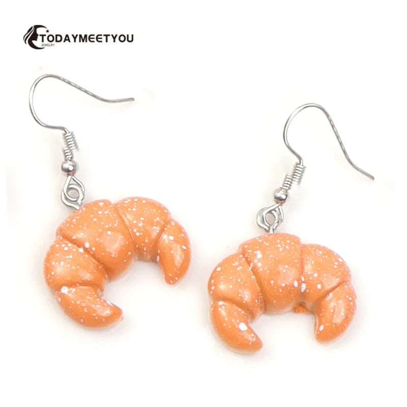 Cake Earrings For Women Resin Drop Custom Made Cute Girls Eardrop Funny Bread Baguette Pie Cookies Gift Handmade Food Bronics