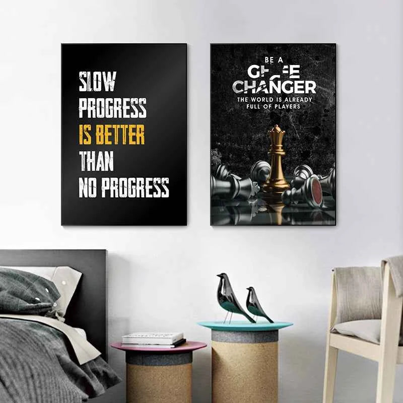 Modern Oil On Canvas Wall Art Black And White Letters Inspiring Custom Posters And Prints Office Living Room Bedroom Decor