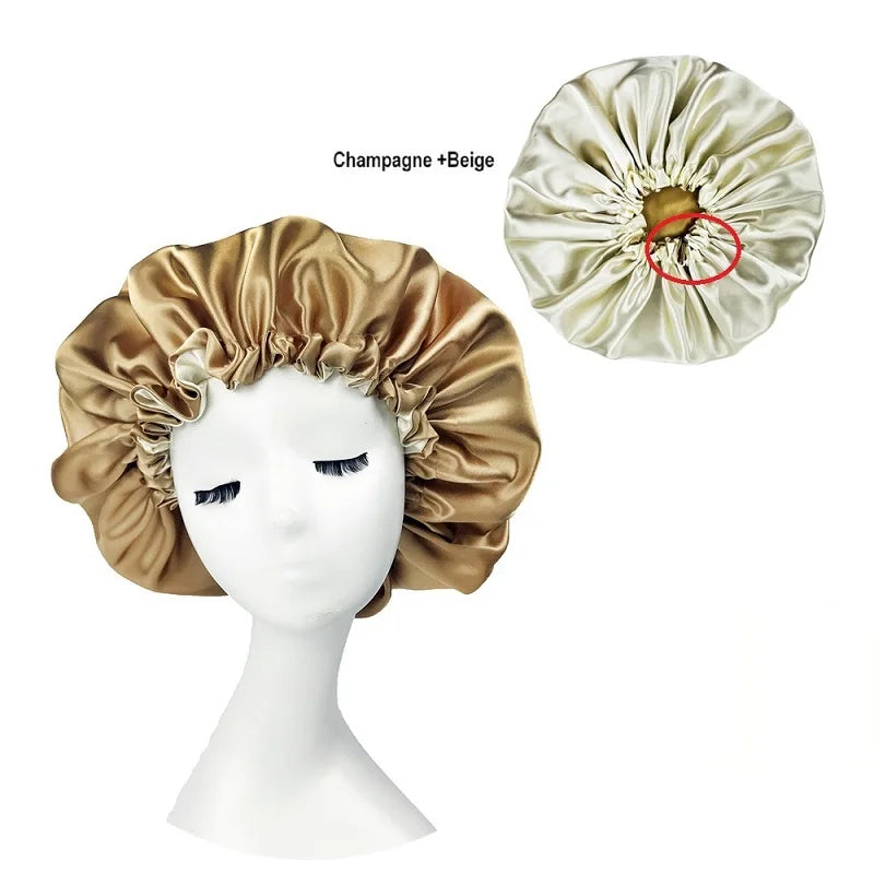 New Big Print Ankara Women Satin Bonnet Head Cover Silky Satin Elastic Sleep Cap Ladies Head Wrap Hat Hair Accessories Fashion - NamafadStore