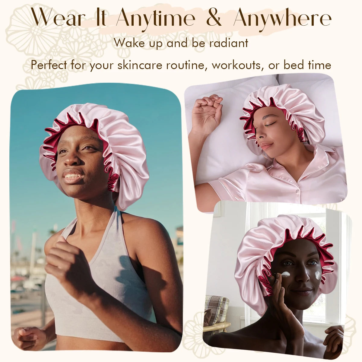 Lace Luxury Sleep Hat for Women – Soft Hair Cap for Curly Hair