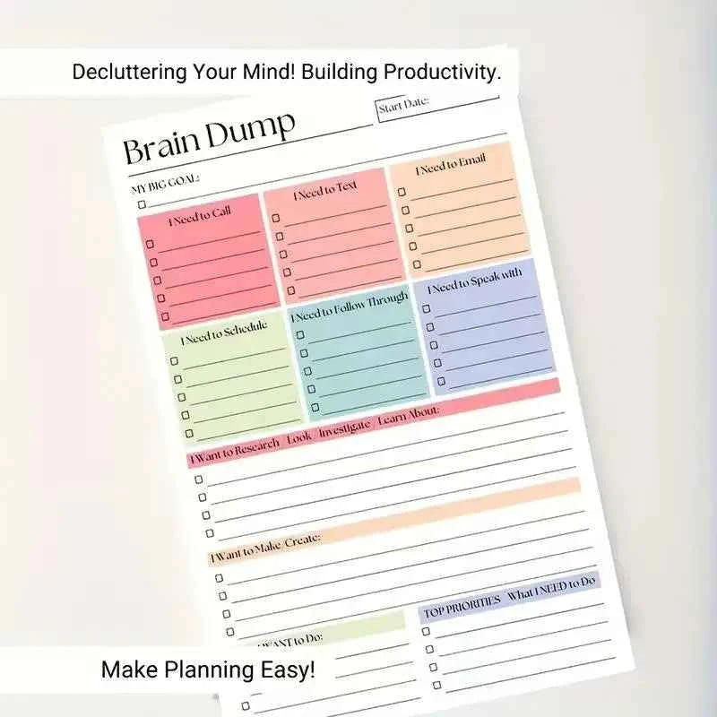 Minimalist A5 Undated Task Management Notebook 50 Or 150 Pages Brain Dump Workbook Daily Checklist Project Planner For Adults Te