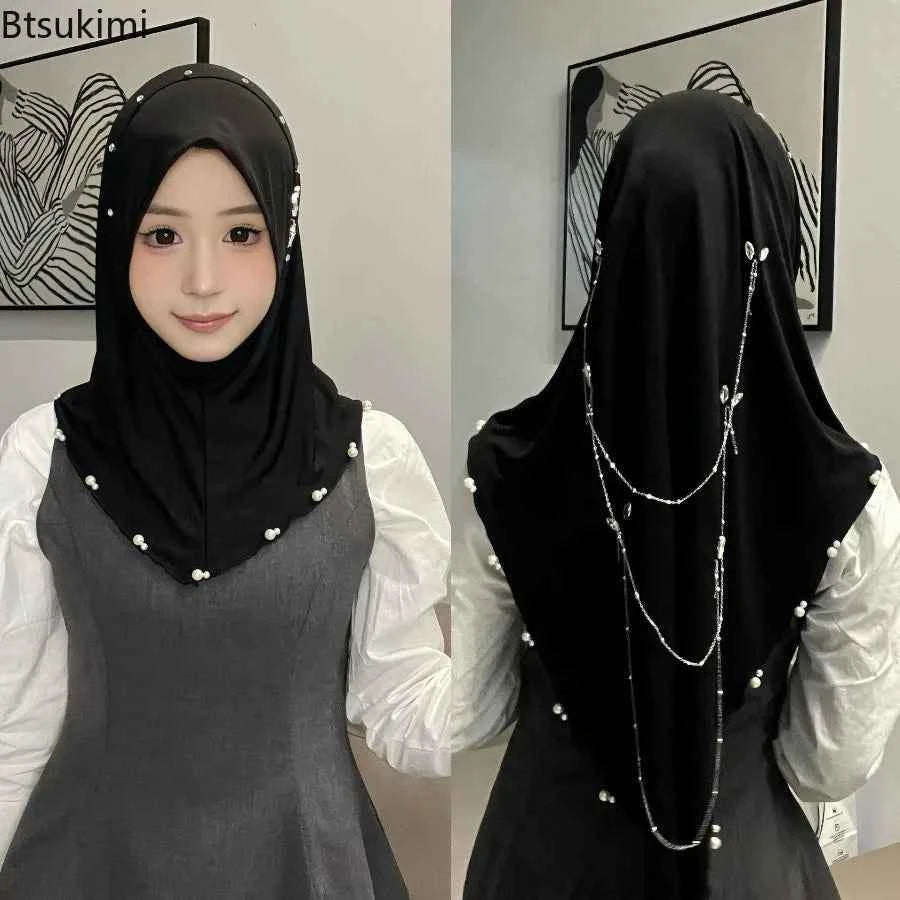 Muslim Instant Turban Women's Hijabs Diamonds Chain Headscarf Ramadan Hijab Scarf Luxury Glitter Shawls Head Scarf Women Turbans