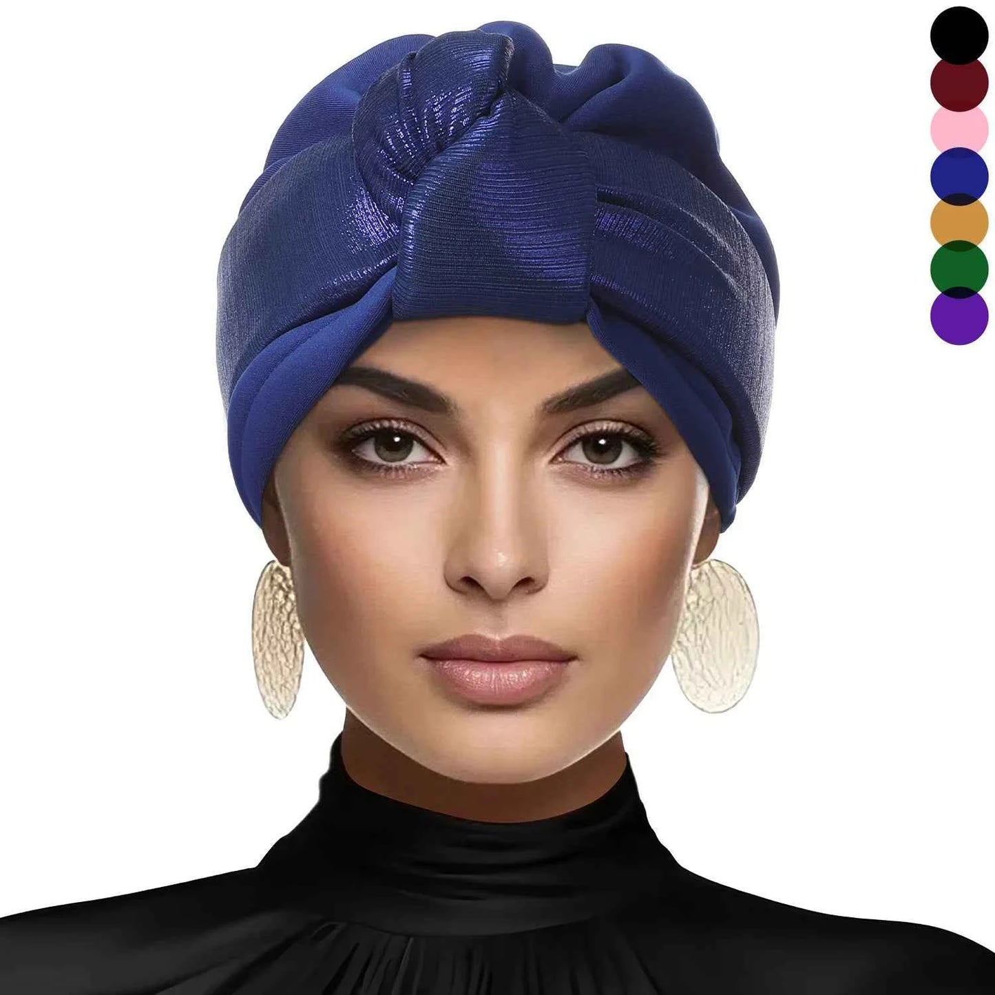 Women’s Bonnet Turban Cap – Folded Bud Headscarf with Lace Edge, Casual & Versatile Cross Hat