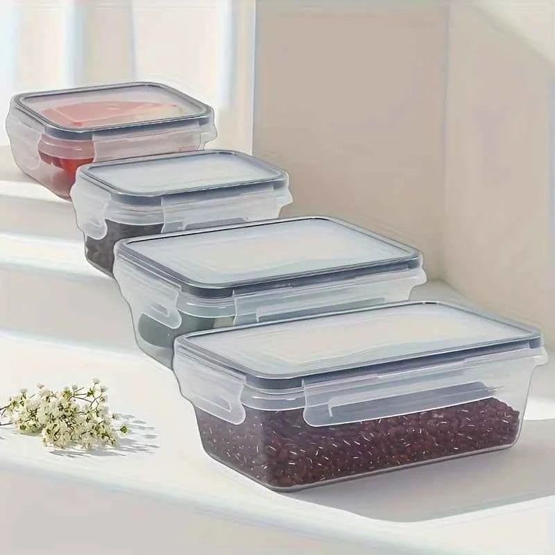 Clear Kitchen Food Storage Container Set - Microwave Safe, Multifunctional Plastic Lunch Box with Lid + 24 Chalkboard Labels
