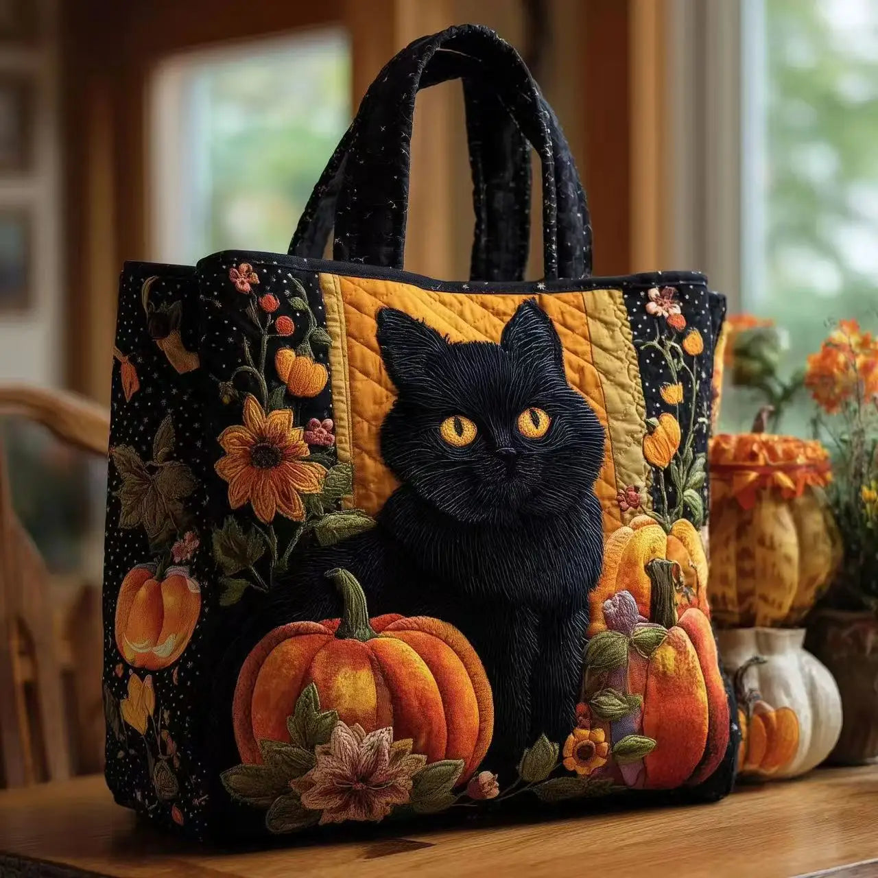 Quilted handbag 3D embroidered handbag large capacity canvas shoulder bag women's daily shopping bag fashionable travel handbag