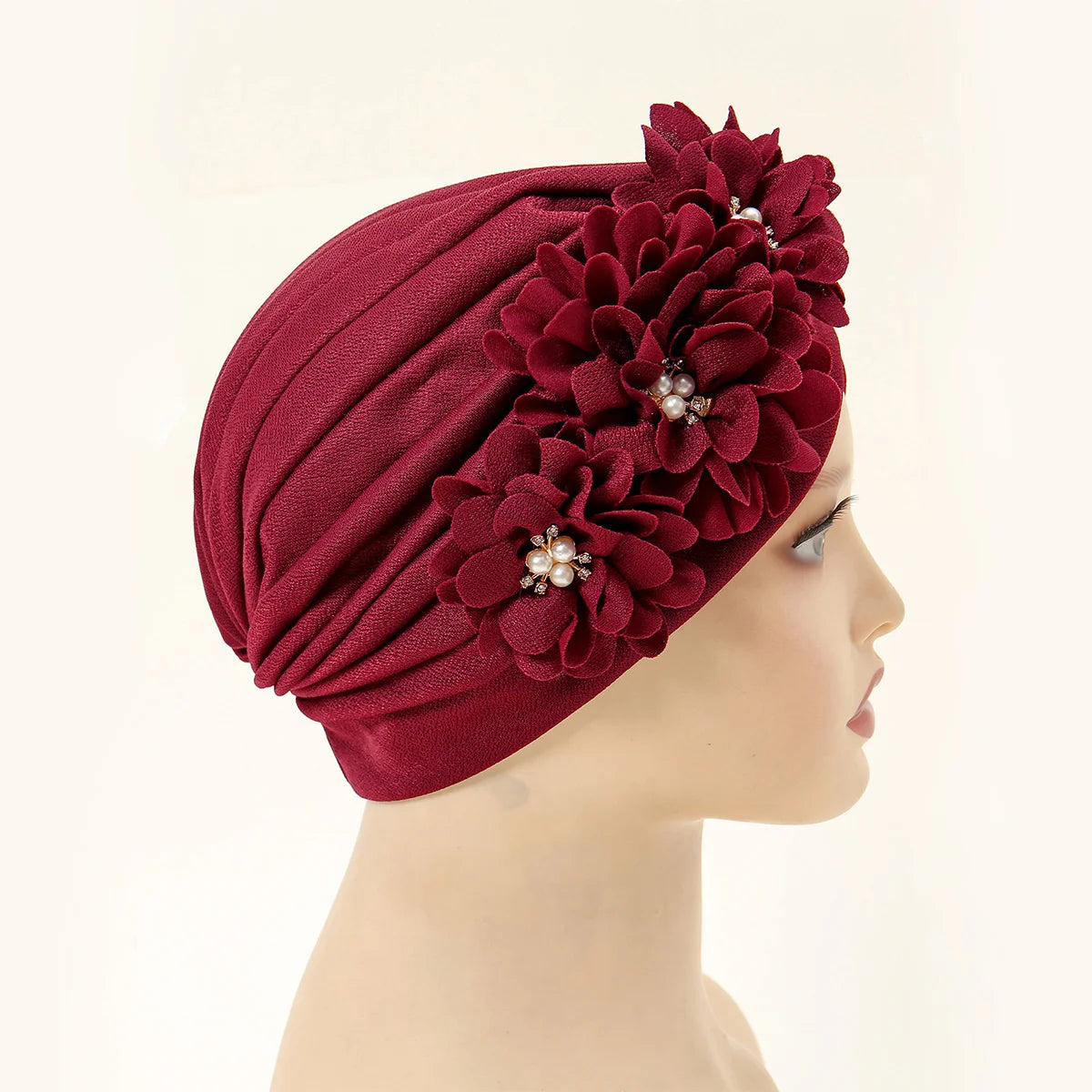Islamic Underscarf Hijabs Hats Women Flower Headband Ladies Muslim Turban Hat Floral Head Wrap Wedding Beading Party Hijabs - NamafadStore