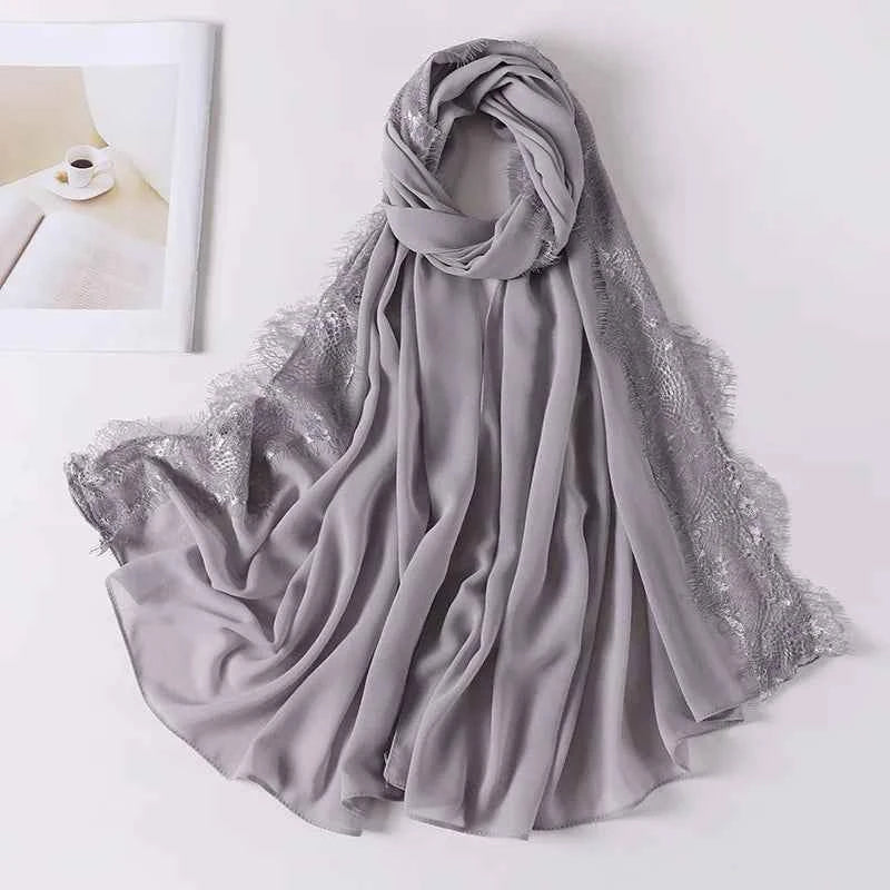 Chiffon Hijab Turban – Lace Headscarf & Veil for Muslim Women, Islamic Headband for Ramadan